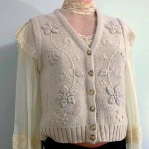 Floral Knit Vest S/M